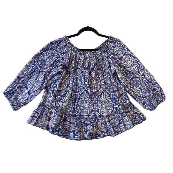 Rebecca Taylor 100% silk blue paisley swing top size 6 - Picture 1 of 9